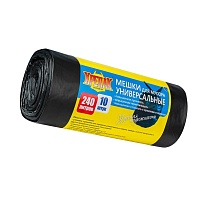 Мешки для мусора 240 л, черные, в рулоне 10 шт., ПНД 40 мкм, 1250х1000 мм, Крепак, 4607075710153 в Луганске