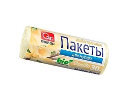 Мешки для мусора 30 л, ароматизированные, Ваниль, бежевые, в рулоне 20 шт., ПНД, 9 мкм, 560х530 мм, GRIFON Aroma, 101-020 V в Луганске