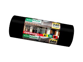 Мешки для мусора 240 л, ароматизированные, черные, в рулоне 10 шт., ПВД 45 мкм, 1300х930 мм, PREMIUM+, 24010830 в Луганске