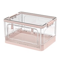 Ящик пластиковый складной прозрачный коричневый, дно розовое,490х360х280 мм, с колесиками в Луганске