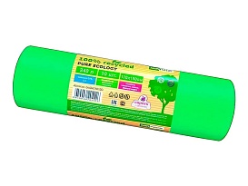 Мешки для мусора 240 л, ароматизированные, биоразлагаемые, зеленые, в рулоне 10 шт., ПВД 40 мкм, 1500х1100 мм, PURE ECOLOGY, bio24010120 в Луганске
