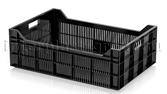 Ящик для овощей, фруктов и ягод перфорированный черный в Луганске Ящик для овощей, фруктов и ягод перфорированный черный в Луганске