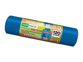 Мешки для мусора 120 л, синие, в рулоне 10 шт., ПНД, 14 мкм, 1100х700 мм, EXTRA, ex1201802 в Луганске