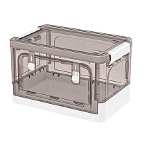 Ящик пластиковый складной прозрачный коричневый, дно белое, 360х235х230 мм, с колесиками в Луганске