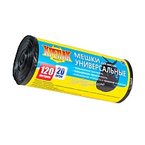 Мешки для мусора 120 л, черные, в рулоне 20 шт., ПНД, 15 мкм, 1100х700 мм, Крепак, 4607075710207 в Луганске