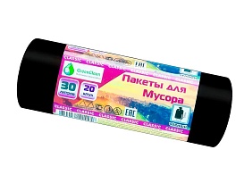 Мешки для мусора 30 л, черные, в рулоне 20 шт., ПНД, 7 мкм, 600х500 мм, MIRPACK Classik, 302040 в Луганске