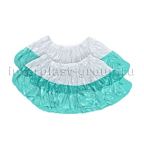 Бахилы бело-бирюзовые 1000 шт (500 пар), 48 мкм, двойная подошва, с одной резинкой, Эконом+ в Луганске