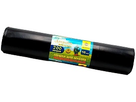 Мешки для мусора 200 л, ароматизированные, черные, в рулоне 10 шт., ПВД, 100 мкм, 1200х800 мм, Добрыня, Dob20010black в Луганске