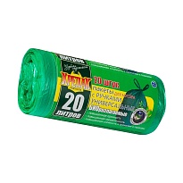 Мешки для мусора 20 л, биоразлагаемые, с ручками, черные, в рулоне 30 шт., ПНД, 10 мкм, 550х440 мм, Крепак, 4607075710047 в Луганске