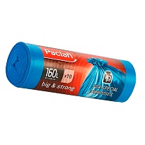 Мешки для мусора 160 л, синие, в рулоне 10 шт., ПВД, 21 мкм, 1200х870 мм, PACLAN Big&Strong, 604075 в Луганске