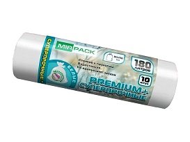 Мешки для мусора 180 л, ароматизированные, белые, в рулоне 10 шт., ПВД, 35 мкм, 1100х930 мм, PREMIUM+, 180105302 в Луганске