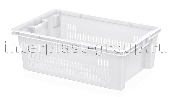 Ящик универсальный для овощей, фруктов и хлеба перфорированный белый в Луганске Ящик универсальный для овощей, фруктов и хлеба перфорированный белый в Луганске