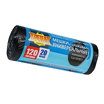 Мешки для мусора 120 л, с ушками, черные, в рулоне 20 шт., ПНД, 15 мкм, 1100х700 мм, Крепак, 4607075710368 в Луганске Мешки для мусора 120 л, с ушками, черные, в рулоне 20 шт., ПНД, 15 мкм, 1100х700 мм, Крепак, 4607075710368 в Луганске