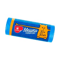 Мешки для мусора 30 л, синие, в рулоне 30 шт., ПНД, 7 мкм, 560х480 мм, Comfort, М0031 (МН 30-30с) в Луганске