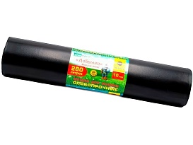 Мешки для мусора 280 л, ароматизированные, черные, в рулоне 10 шт., ПВД 110 мкм, 1400х930 мм, Добрыня, Dob28010black в Луганске