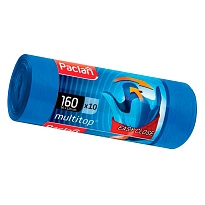 Мешки для мусора 160 л, с ушками, синие, в рулоне 10 шт., ПВД, 30 мкм, 1250х900 мм, PACLAN Multitop, 604064 в Луганске