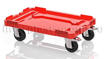 Тележка пластиковая сплошная 2 колеса с тормозом усиленная красная в Луганске Тележка пластиковая сплошная 2 колеса с тормозом усиленная красная в Луганске