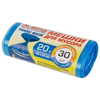 Мешки для мусора 20 л, синие, в рулоне 30 шт., ПНД, 8 мкм, 500х450 мм, LAIMA, 607682 в Луганске