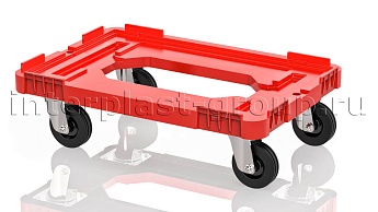 Тележка пластиковая с отверстием без тормозов красная в Луганске