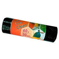 Мешки для мусора 60 л, черные, в рулоне 30 шт., ПНД, 6 мкм, 640х580 мм, Концепция Быта EcoClean, 603890 в Луганске