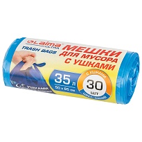 Мешки для мусора 35 л, с ушками, синие, в рулоне 30 шт., ПНД, 11 мкм, 650х500 мм, LAIMA ULTRA, 607684 в Луганске Мешки для мусора 35 л, с ушками, синие, в рулоне 30 шт., ПНД, 11 мкм, 650х500 мм, LAIMA ULTRA, 607684 в Луганске