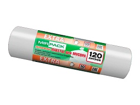 Мешки для мусора 120 л, белые, в рулоне 10 шт., ПНД, 14 мкм, 1100х700 мм, EXTRA, ex1201803 в Луганске