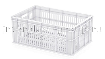Ящик для молока, мяса, овощей и фруктов большая перфорация дно сплошное белый в Луганске